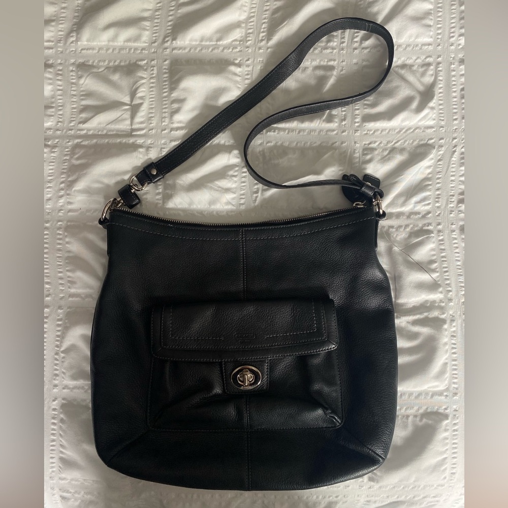 Vintage Coach Black Leather Crossbody Bag